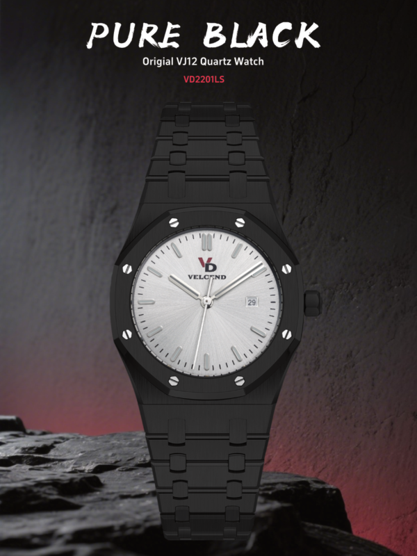 Pure Black Stainless Steel VJ12 Elegant Watch for Women 38mm VD2201LS
